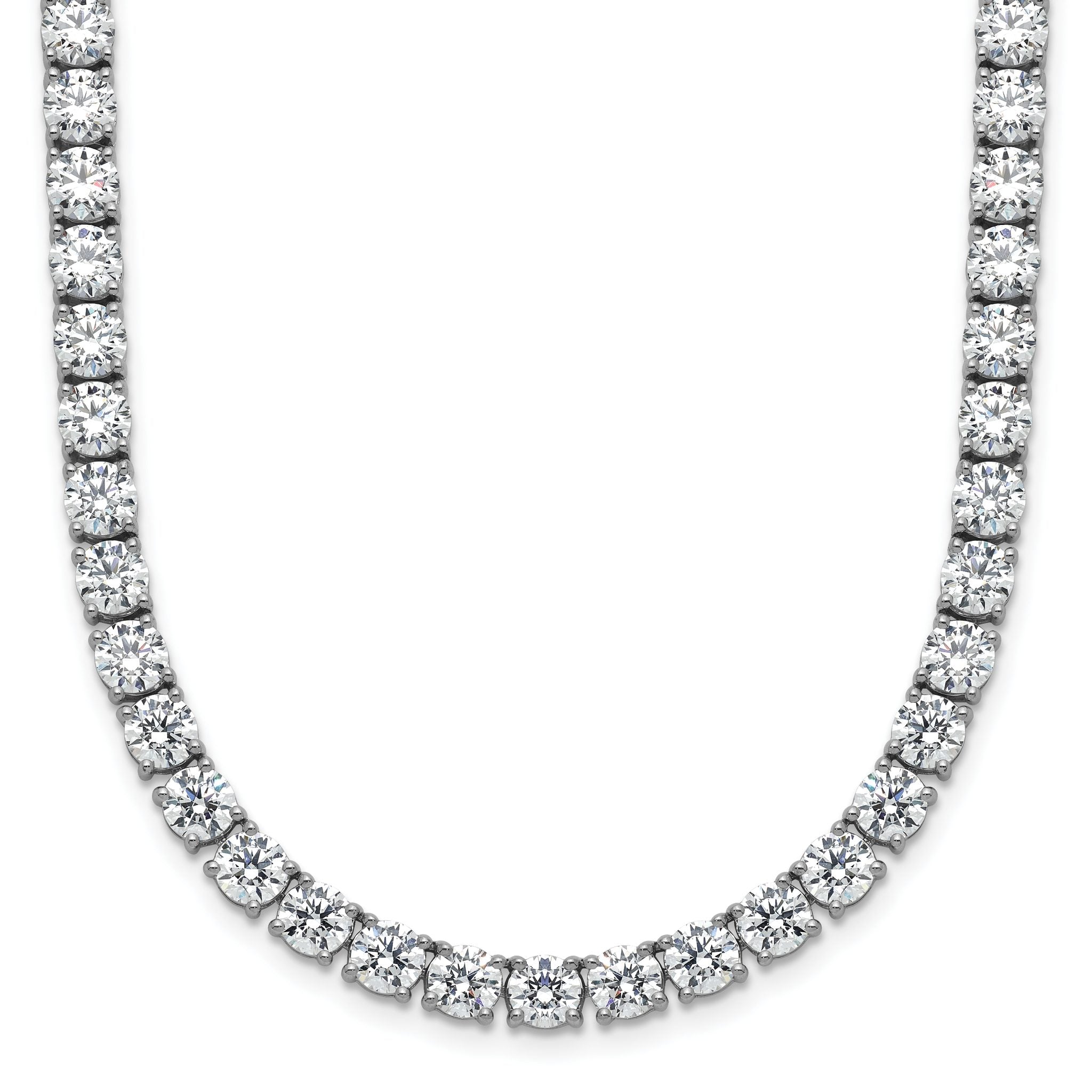 14k White Gold 36 carat Lab Grown Diamond VS+ F+ Complete Round 20 inch Straight Tennis Necklace Main image