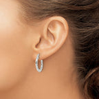 Sterling Silver Polished and Textured Twisted Hoop Earrings