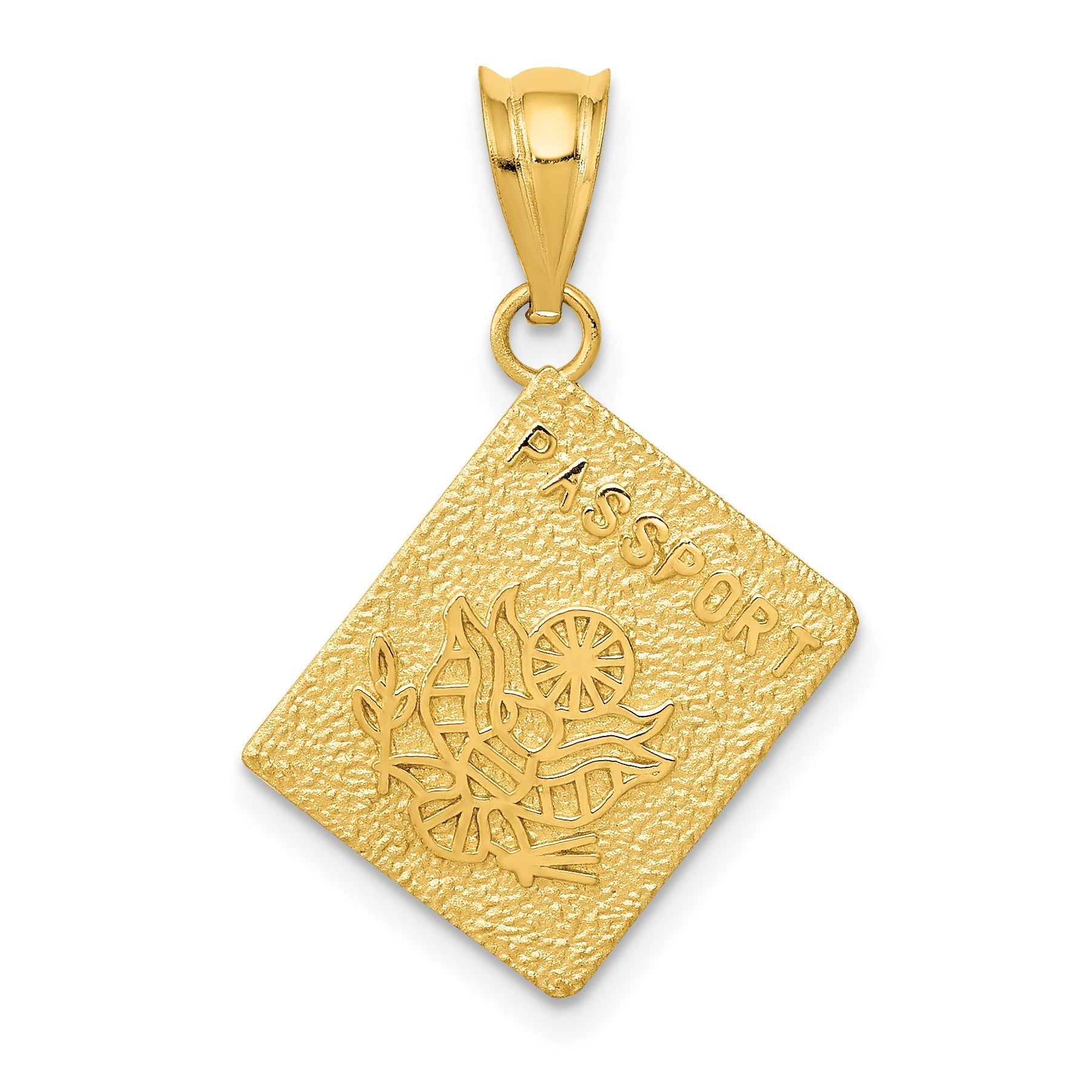 14K Gold Passport Charm with Polished Finish and Textured Design  Travel-Inspired Elegance Main image