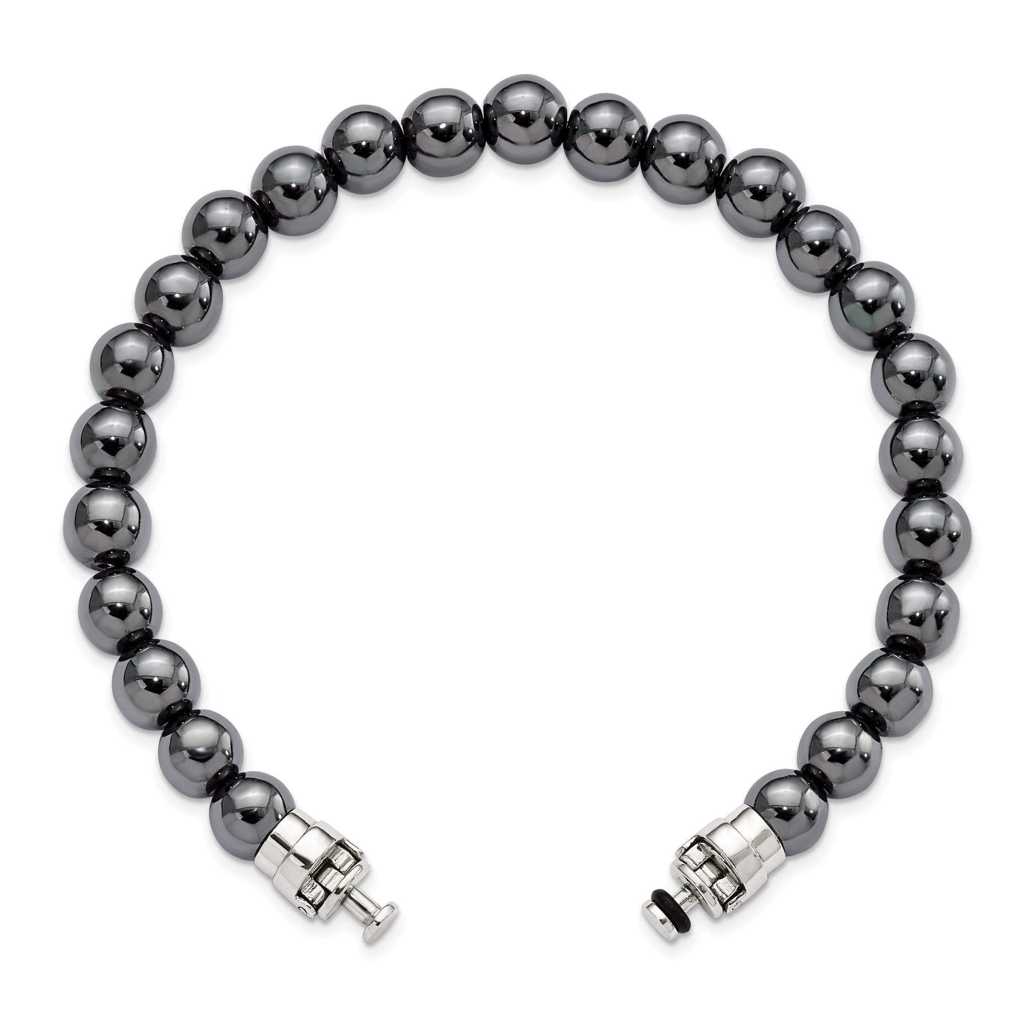 Sterling Silver Reflections 8mm Hematite Beaded 8in Bracelet/Bead not included, sold seperately