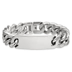Stainless Steel Polished Curb Link ID Bracelet for Men