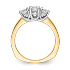 14K Two-tone 3-Stone (Holds 1/2 carat (4.7mm) Round Center) Includes 2-4.00mm Round Side Diamonds Semi-Mount Engagement Ring