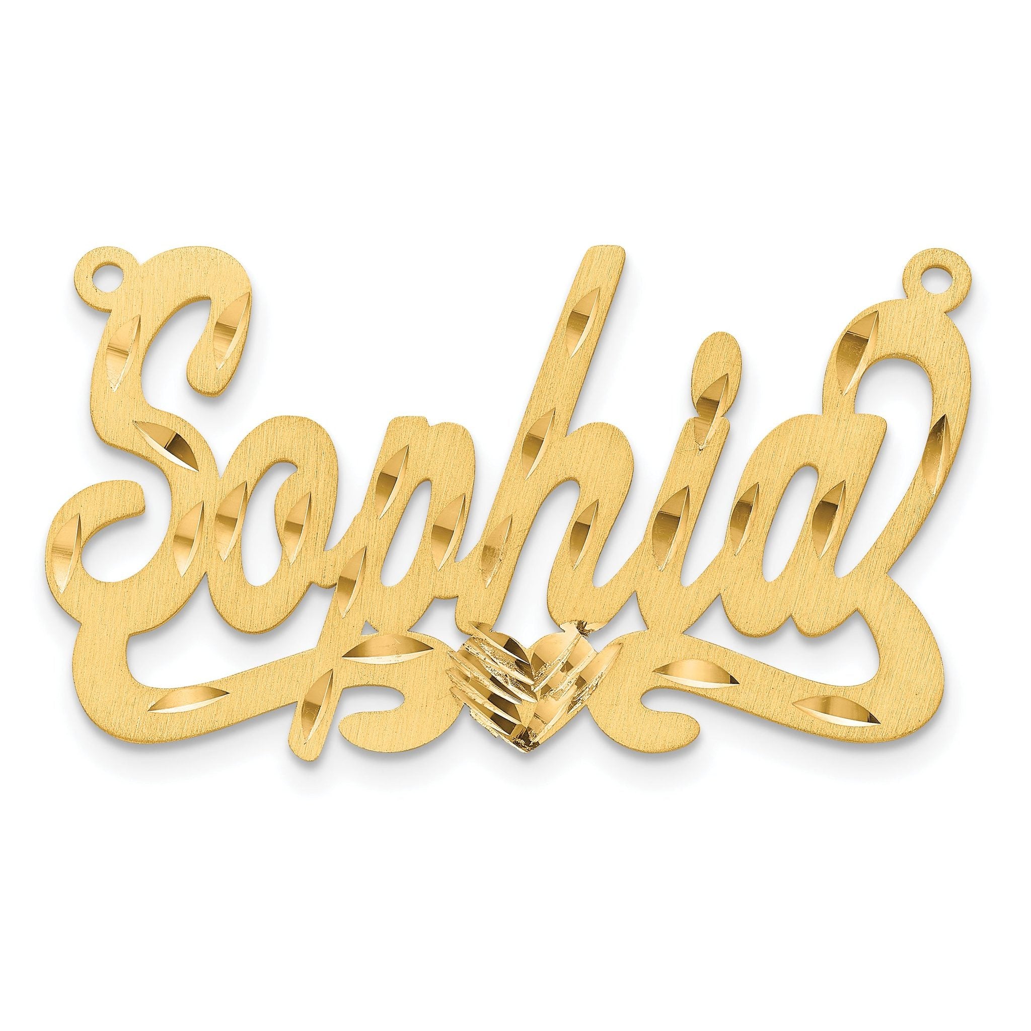 14KY Satin Diamond-cut with Heart Name Plate Main image