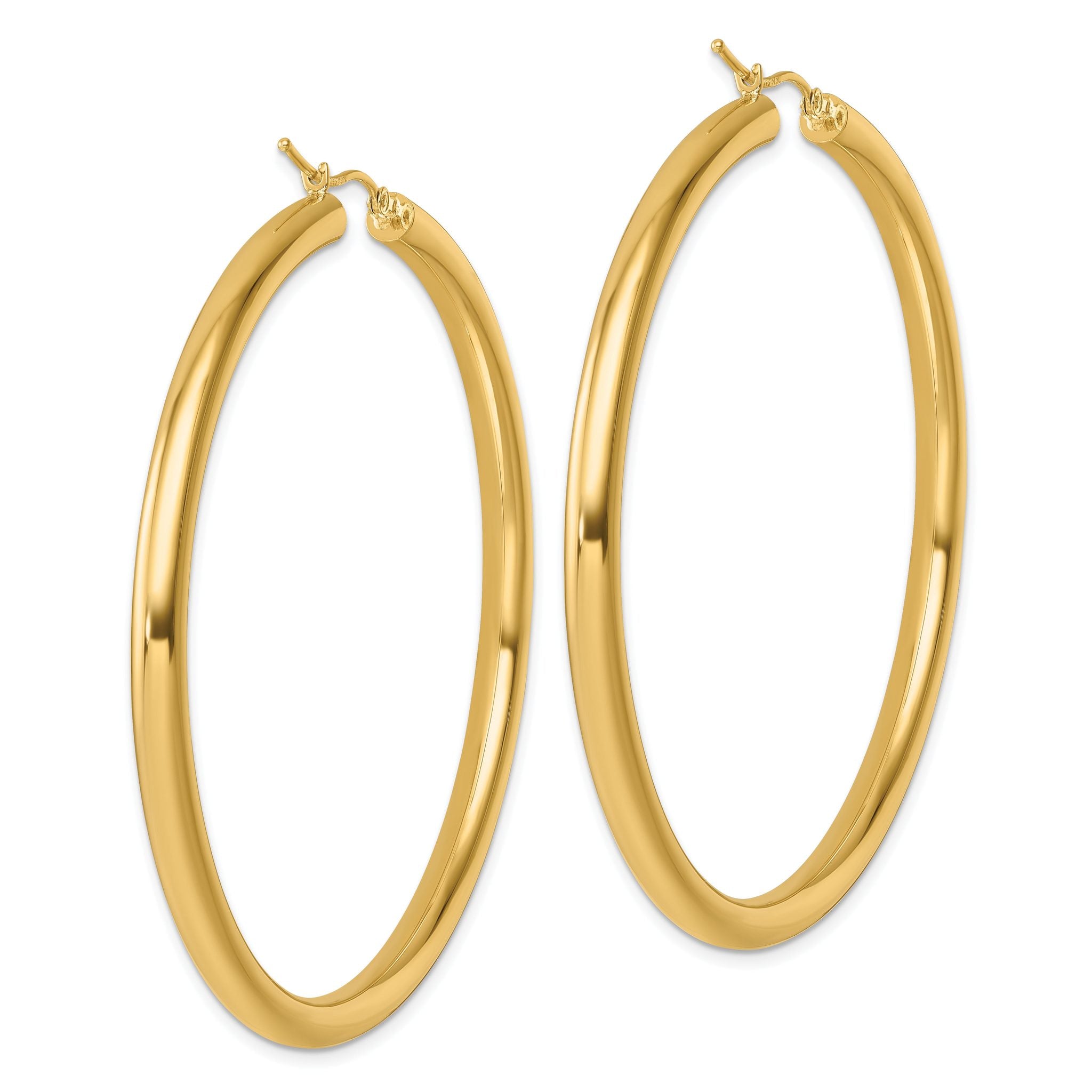 14k Polished 4mm Polished Hoop Earrings