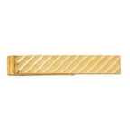 14K Gold Men's Textured Tie Bar with Polished Finish