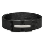 Stainless Steel Polished Black IP-plated Mesh Adjustable Magnetic Clasp Bracelet