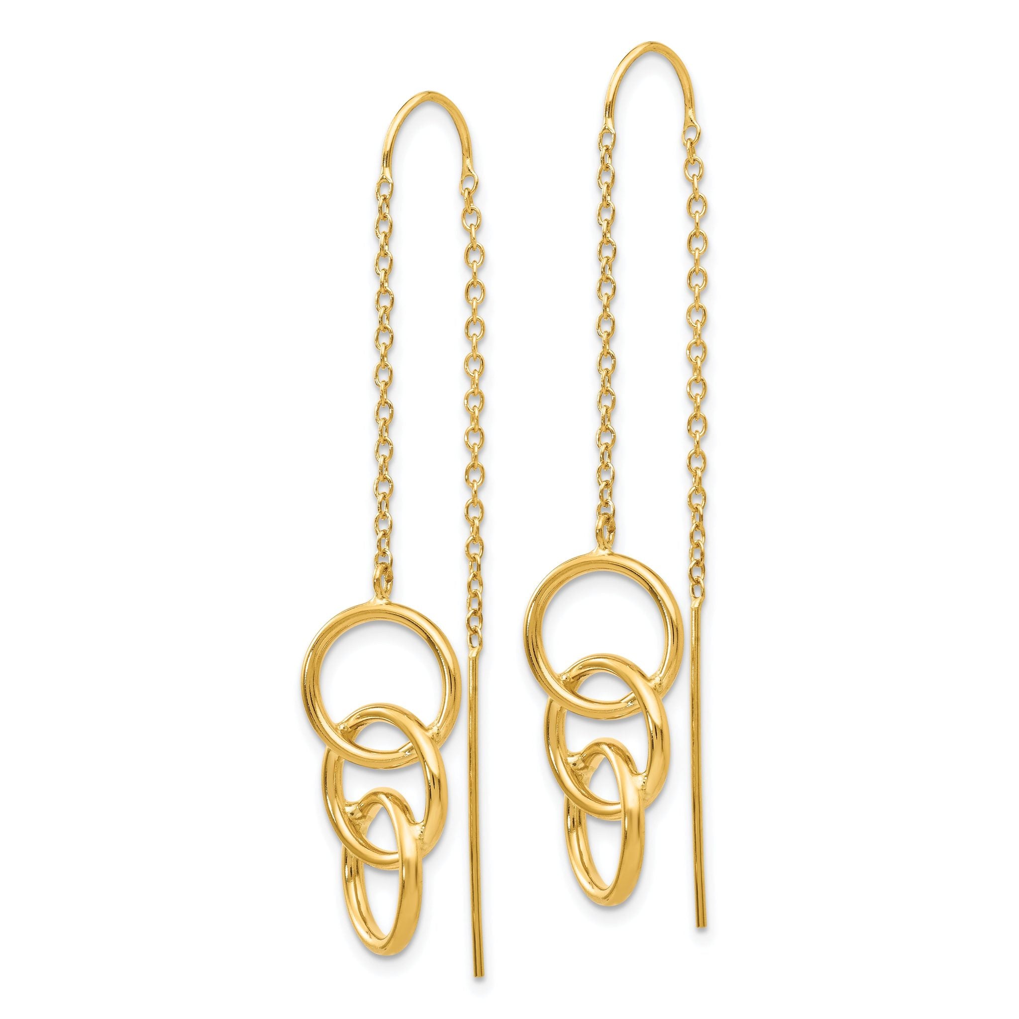 14k Triple Circle Threader Earrings Secondary image
