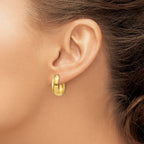 14K Gold Polished J-Hoop Earrings with Elegant Style