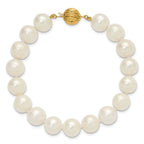 14k Polished 9-10mm Near-Round White Freshwater Cultured Pearl 7.5 inch Bracelet