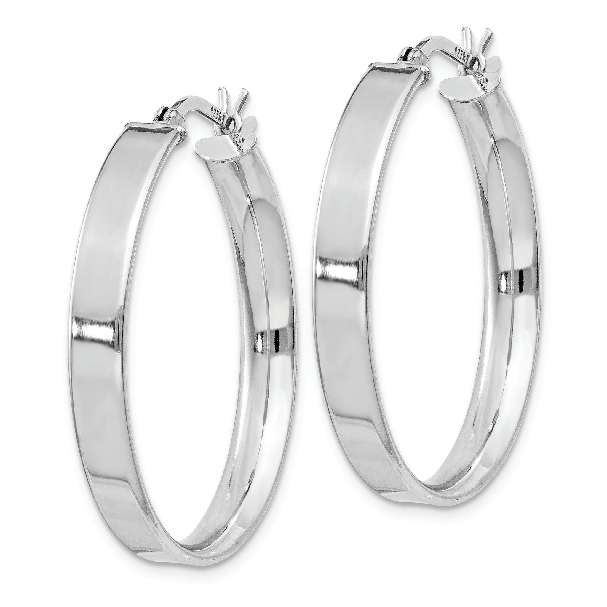 Sterling Silver Rhodium Plated 4.25x30 Hoop Earrings Secondary image