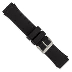 Smooth Silicone Watch Band in Black with Stainless Steel Buckle, 20mm