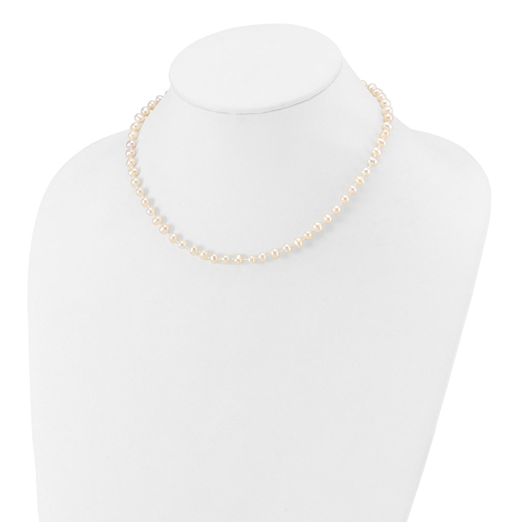 14k 4-5mm White Semi-Round Freshwater Cultured Pearl 12 inch Necklace