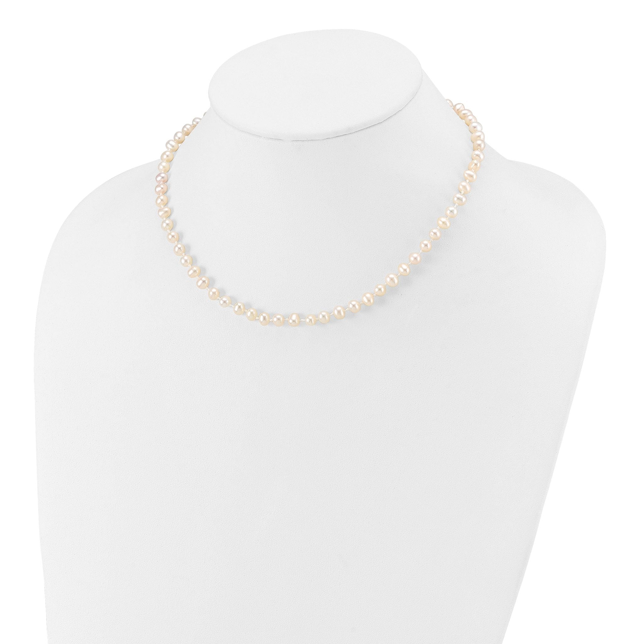14k 4-5mm White Semi-Round Freshwater Cultured Pearl 12 inch Necklace