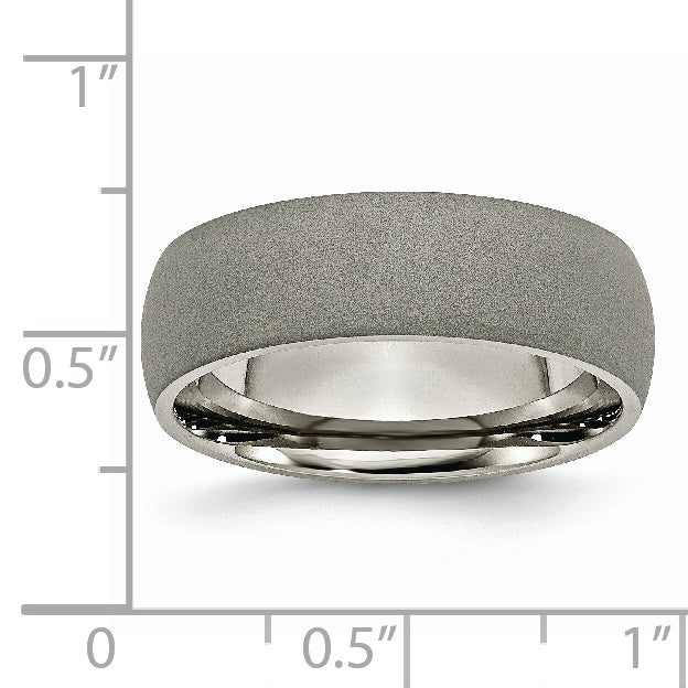 Stone-Finish Comfort-Fit Wedding Band in Titanium, 7mm