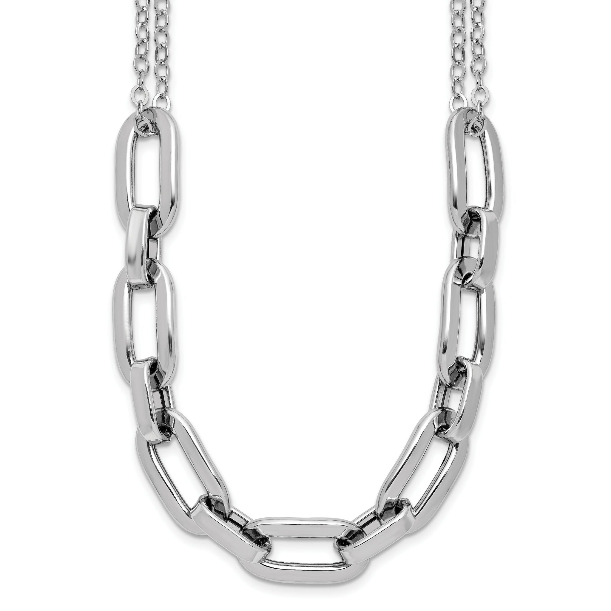 SS RH-plated 2-Strand Fancy Link w/ 2in Ext Necklace Main image