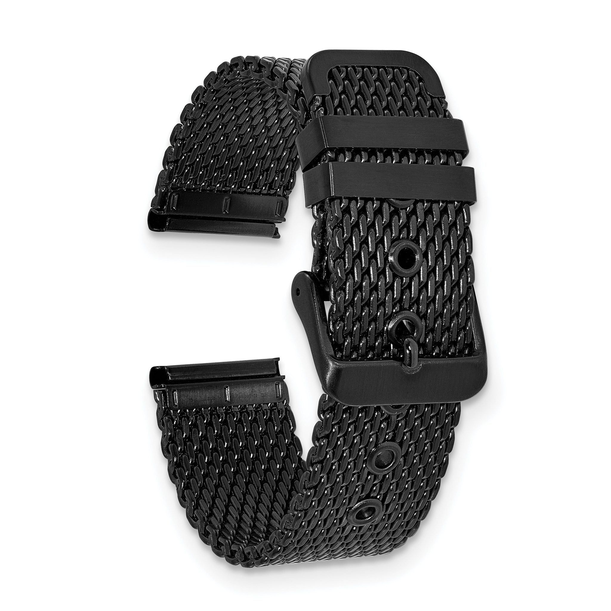 Matte Black Mesh Watch Strap in PVD-Plated Stainless Steel, 18mm