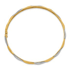 14K White Rhodium Flexible Diamond-Cut Bangle with Safety Clasp