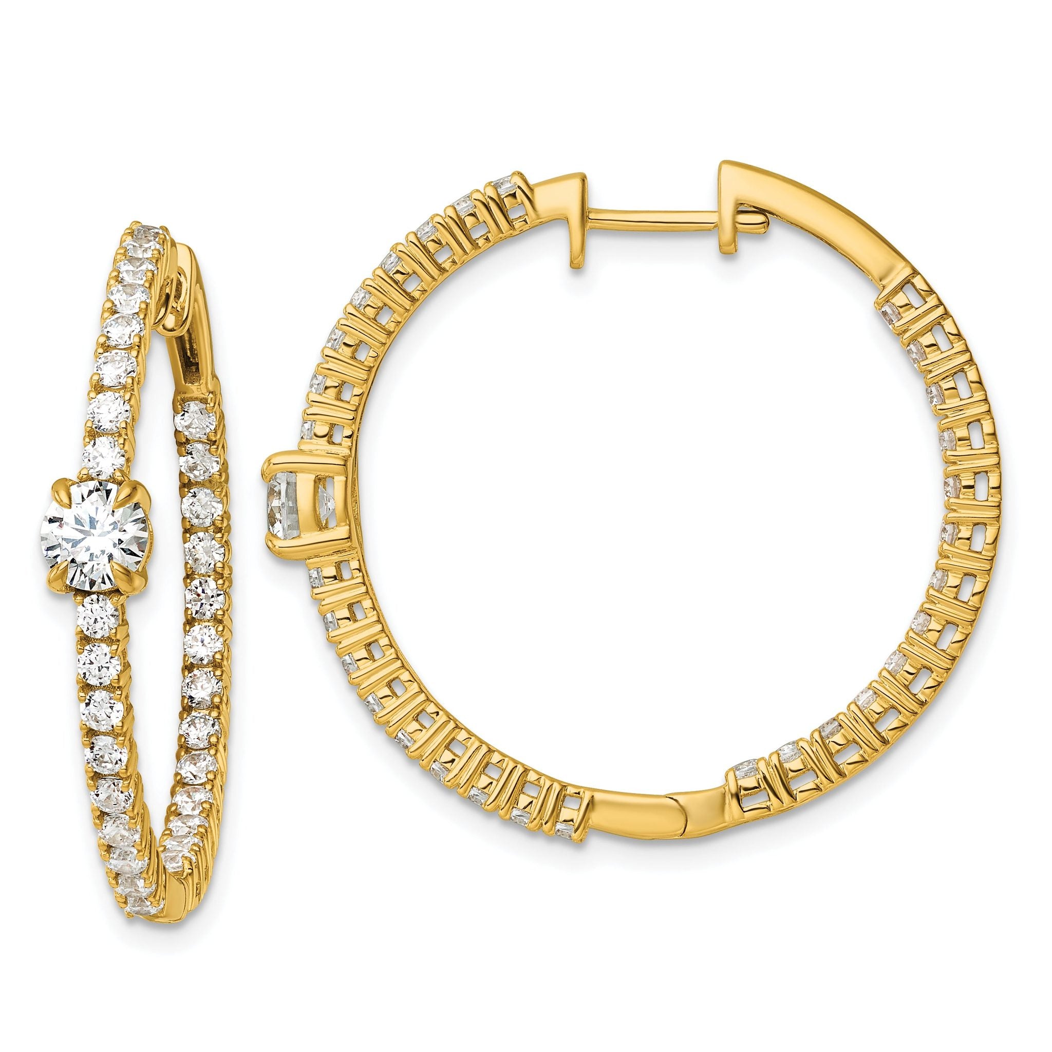 14k 3 carat Lab Grown Diamond VS+ F+ Complete Hinged In and Out Hoop Earrings Main image