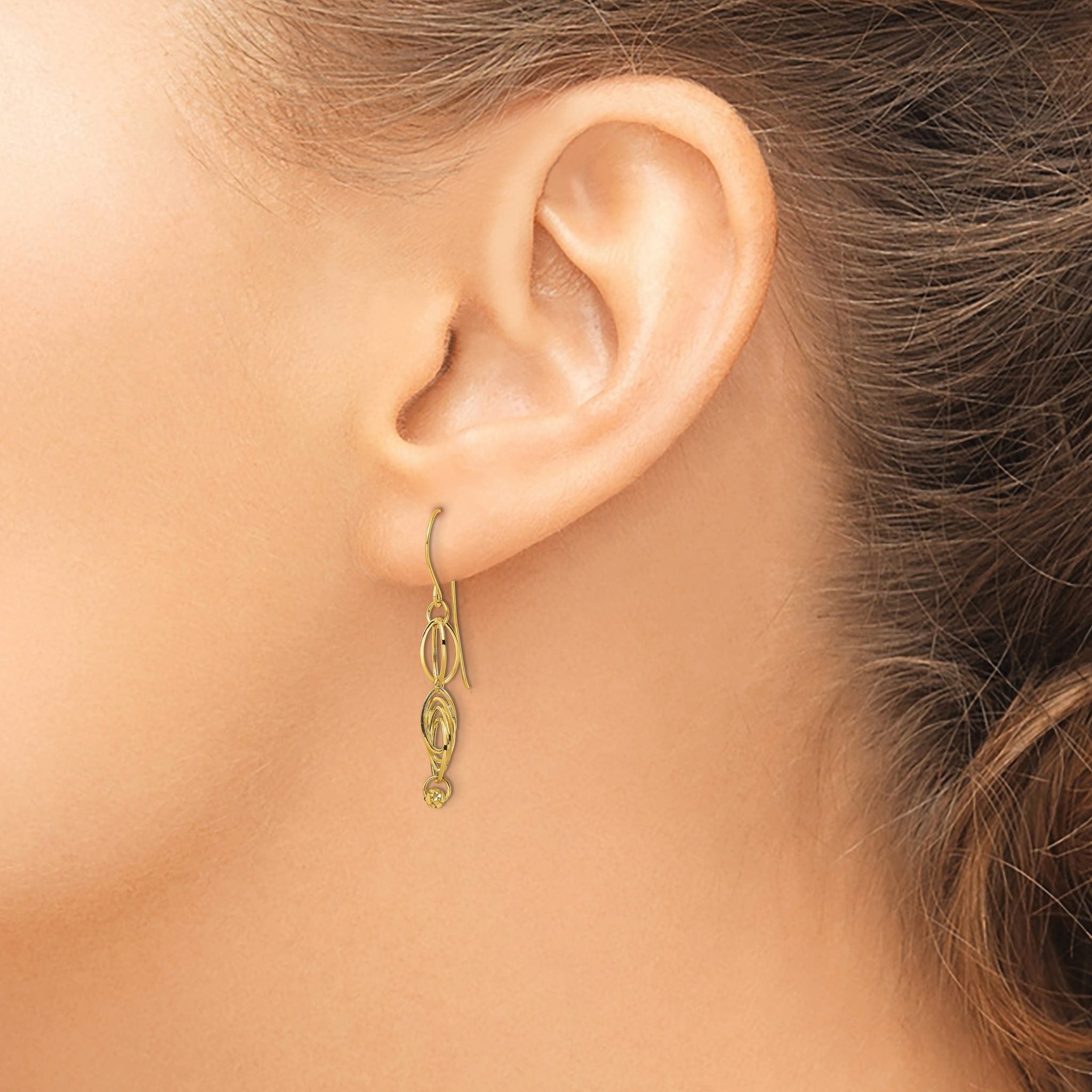 14K Oval Link Dangle Earrings