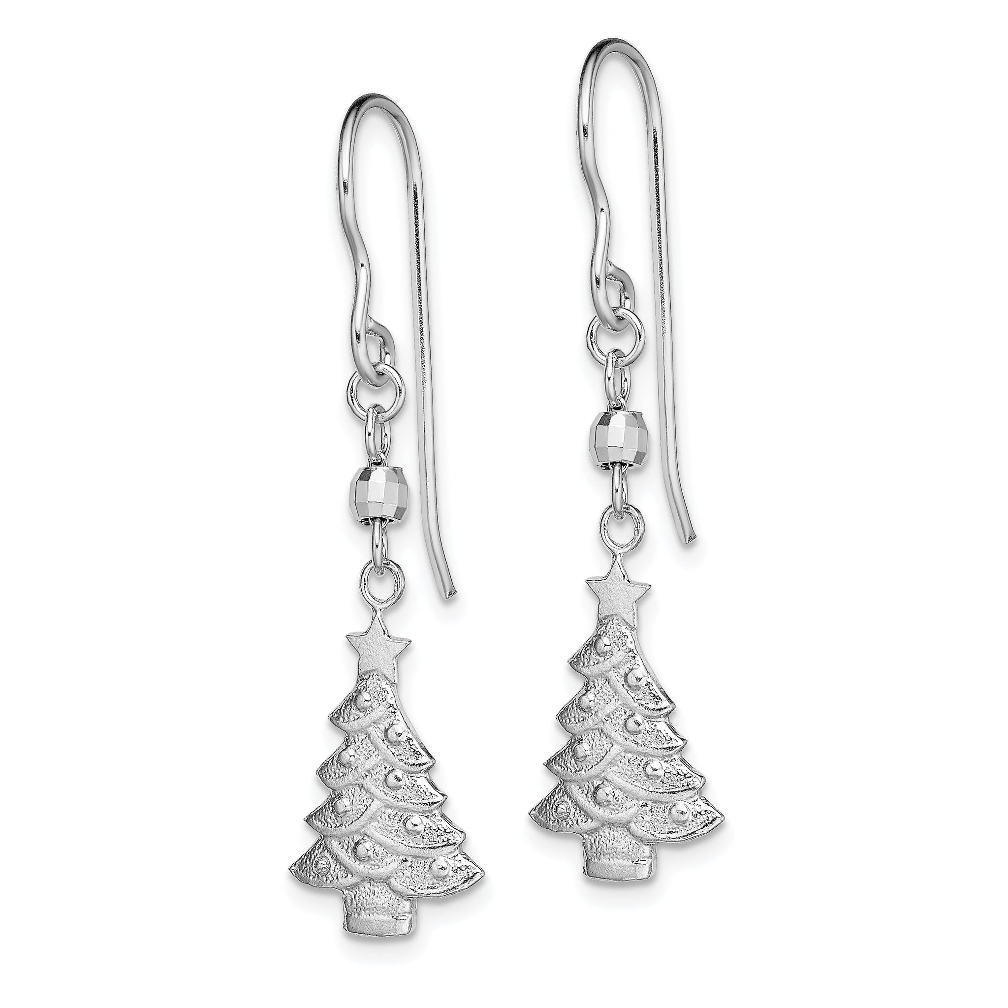 Sterling Silver 925 Christmas Tree Dangle Earrings with Rhodium Finish Secondary image