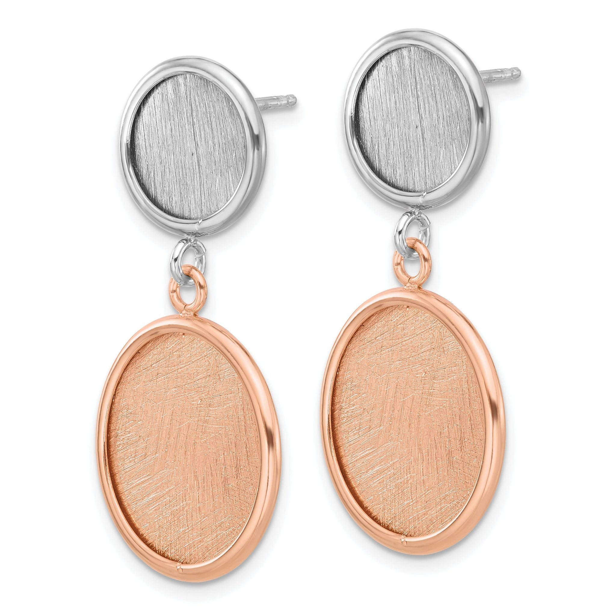 SS Rhodium/Rose-tone Radiant Essence Polished/Scratch Earrings