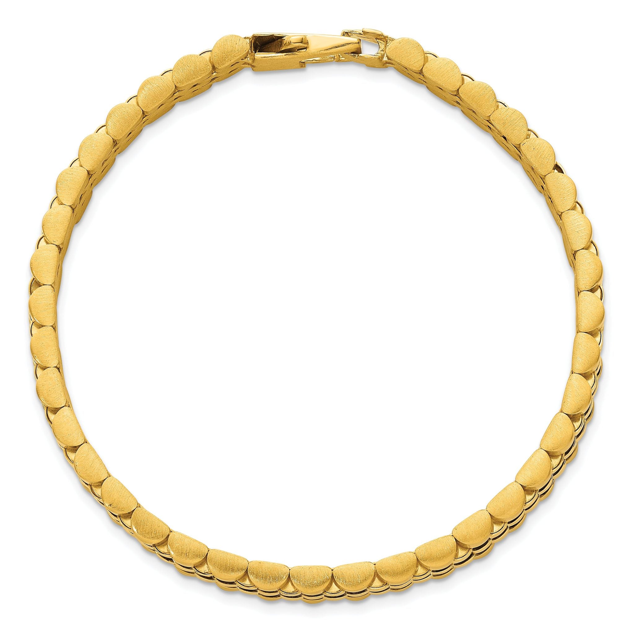 14k Brushed and Polished 12mm Fancy Link 8.5 inch Mens Bracelet