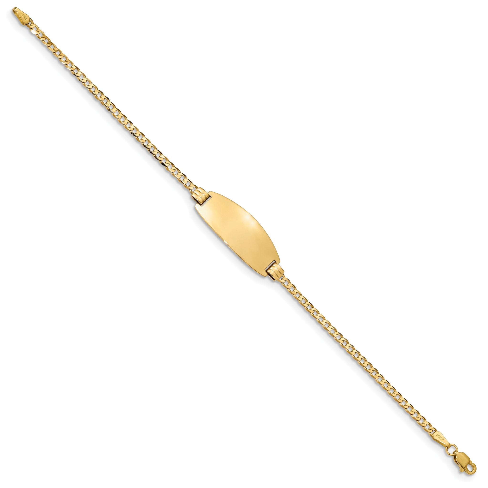 14k Polished Solid Chain/Solid Plate Curb Link Oval 24x10.5mm Plate 7 inch ID Bracelet Secondary image