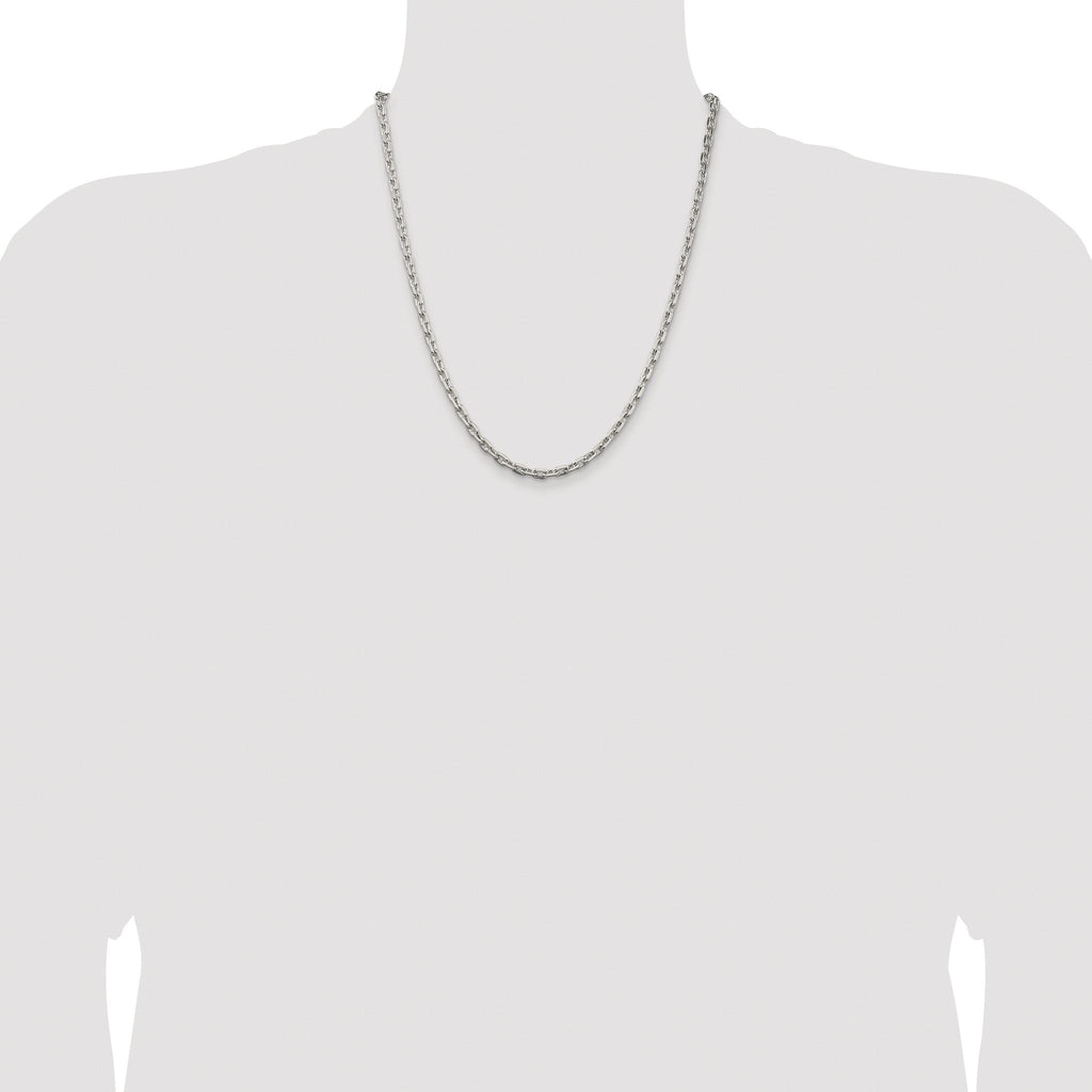 Beveled Oval Cable Chain Necklace in Sterling Silver