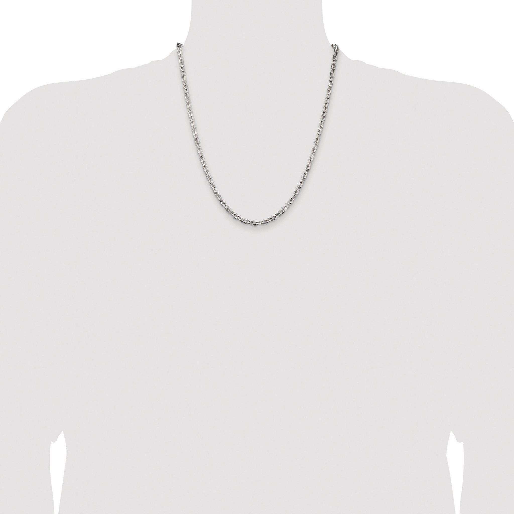 Beveled Oval Cable Chain Necklace in Sterling Silver