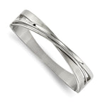 Stainless Steel Brushed and Polished Twisted Hinged Bangle Bracelet for Women