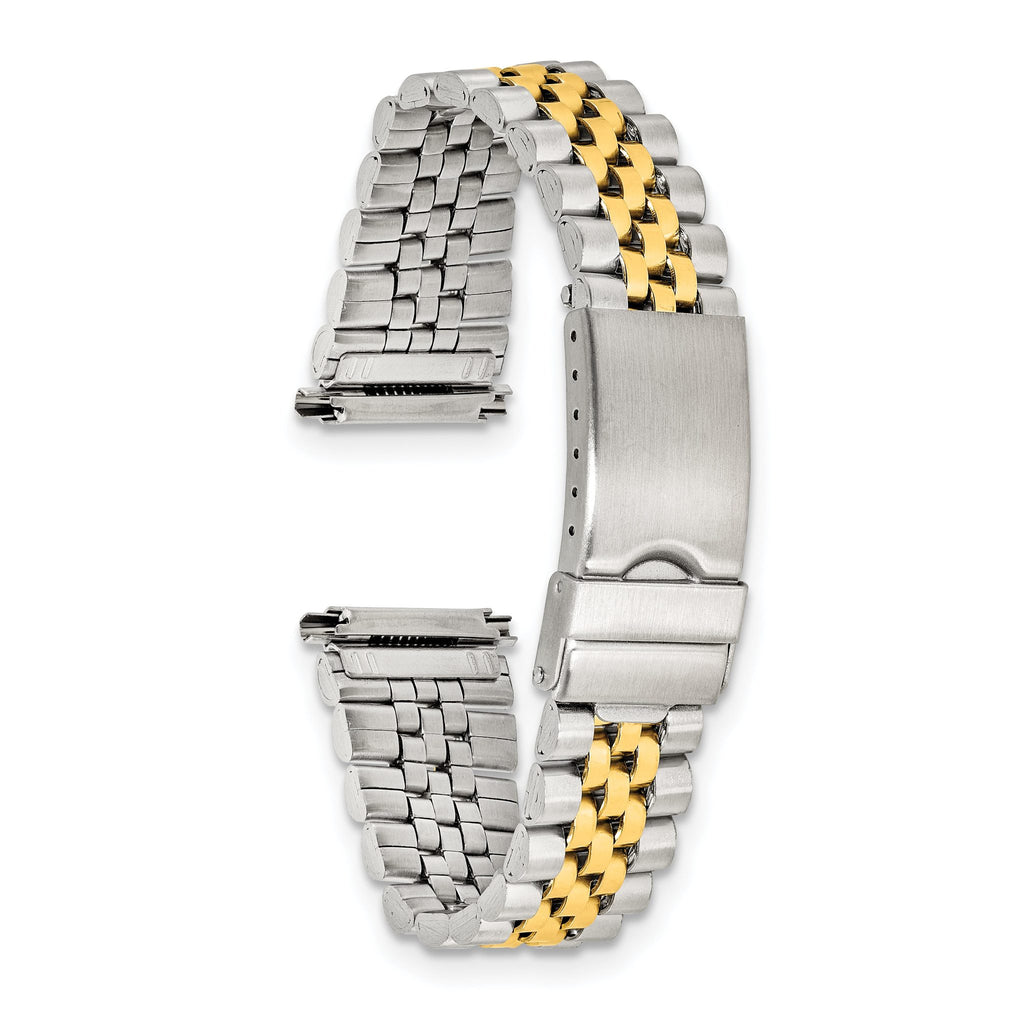 Mens 18-22mm Long Jubilee-Style Satin and Polished Two-tone IP-plated Stainless Steel with Deployment Buckle 7 inch Watch Band