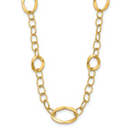 14K Gold Fancy Link Necklace with Polished Finish and Extender