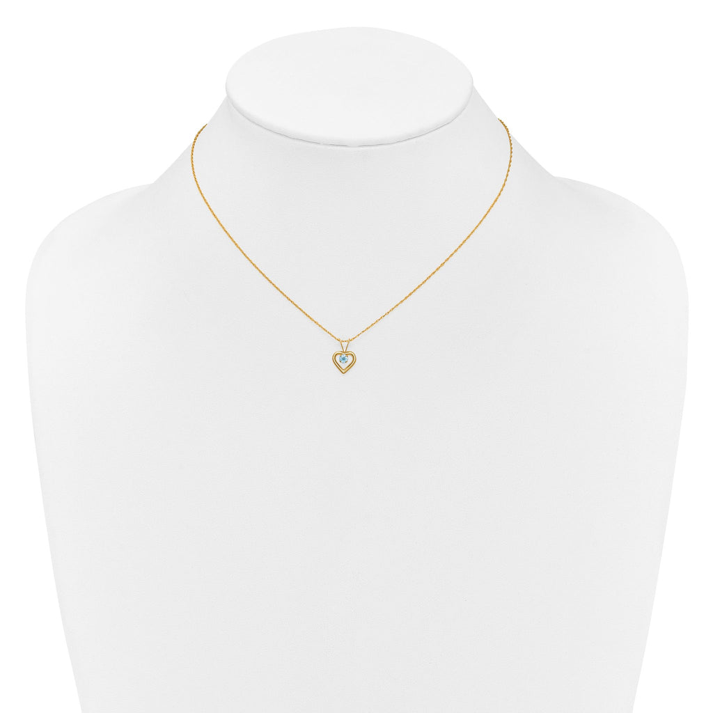 10k Madi K 3mm Blue Zircon Heart Birthstone Necklace