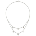 Sterling Silver Polished Double Strand Heart Station 15.75 inch Necklace