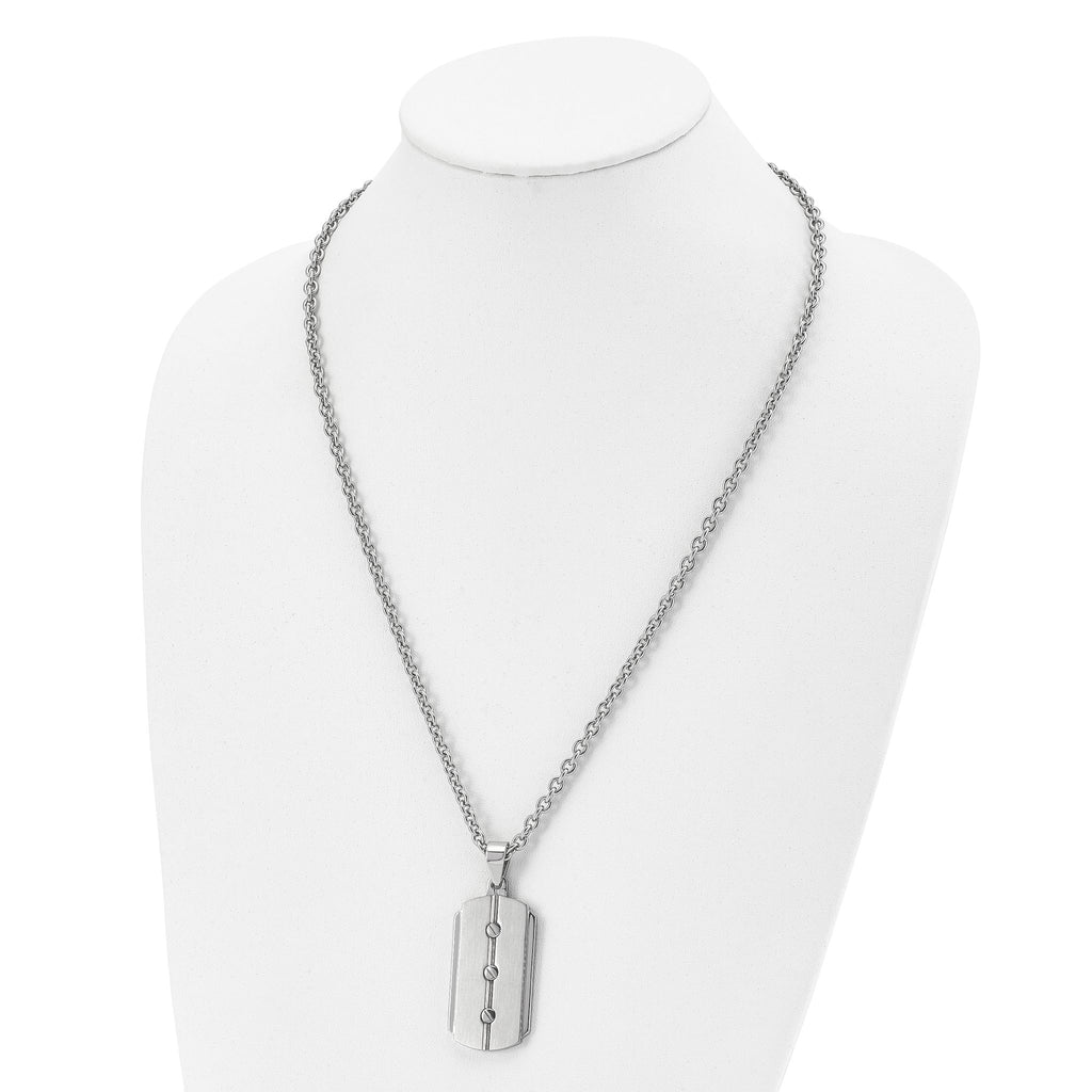 Brushed & Polished Dog Tag Necklace in Stainless Steel