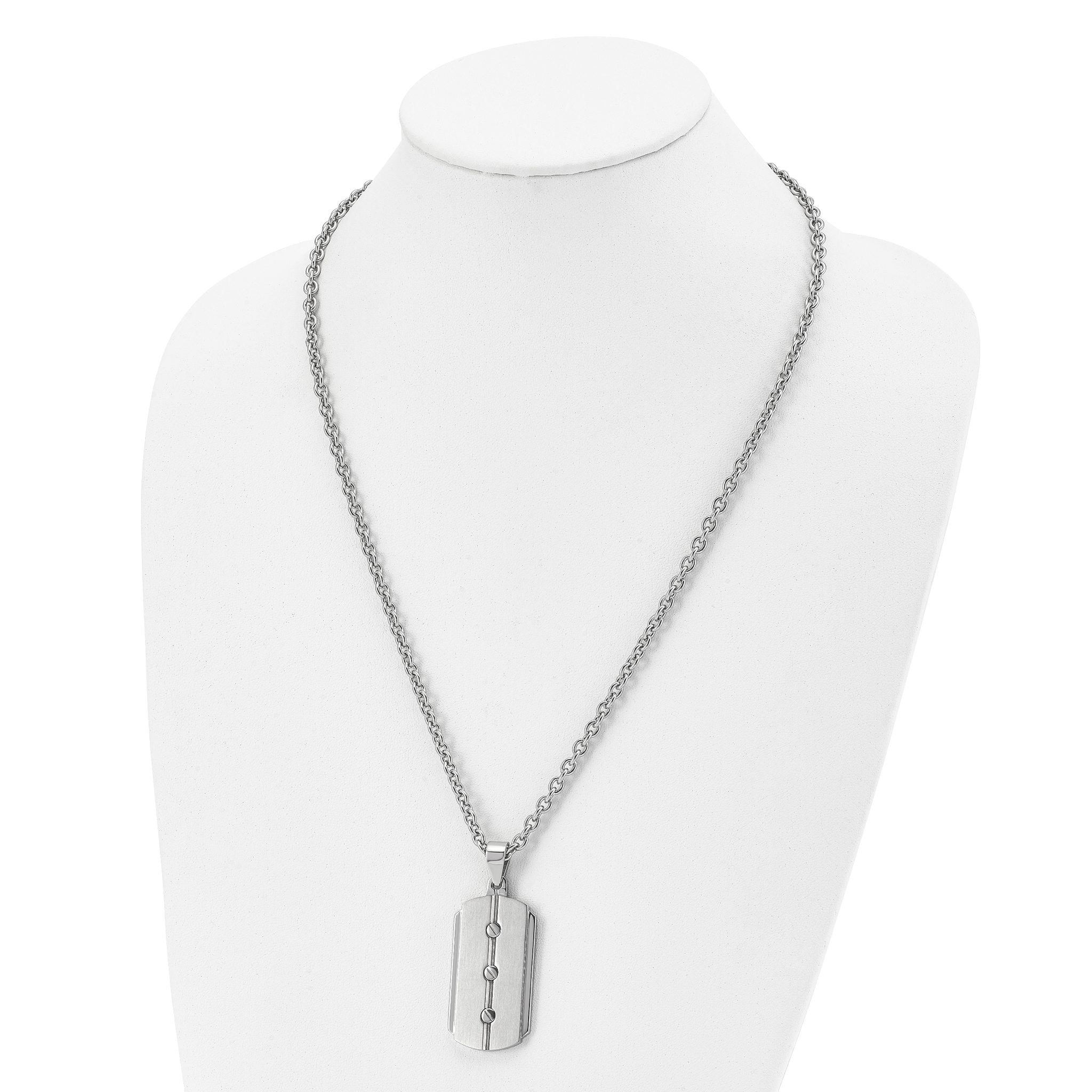 Brushed & Polished Dog Tag Necklace in Stainless Steel