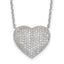 Sterling Silver Rhodium-Rhodium-Plated Pave CZ Heart Necklace