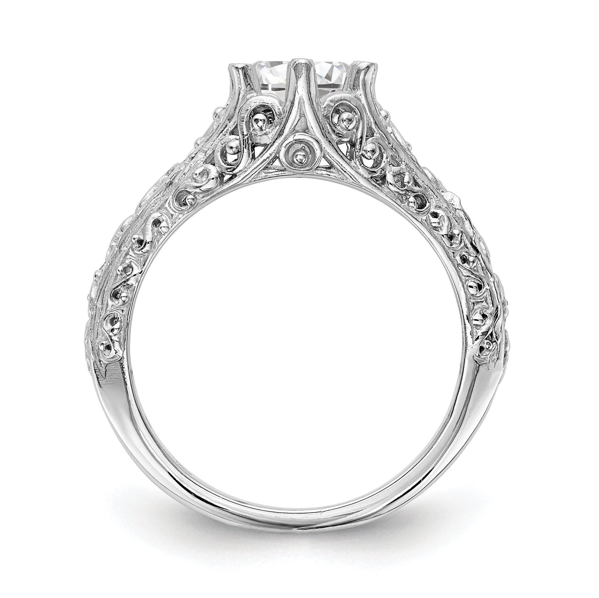 14K White Gold 1.25 carat (7.00 mm) 6-Prong Vintage Round Solitaire Engagement Ring Mounting Secondary image