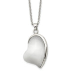 White Cat's Eye Heart Necklace in Stainless Steel