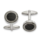 Stainless Steel & Black Carbon Fiber Inlay Cuff Links