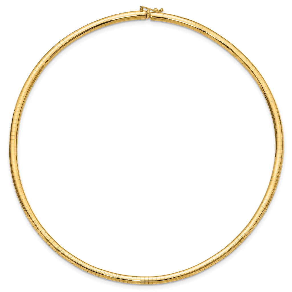 14k Polished 4mm Lightweight Domed Omega Necklace