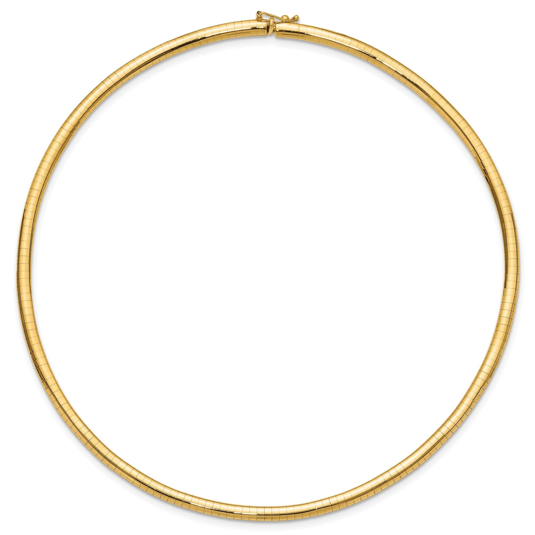14k Polished 4mm Lightweight Domed Omega Necklace