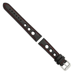 Grand Prix Leather Watch Band in Black with Red Stitching, 20mm