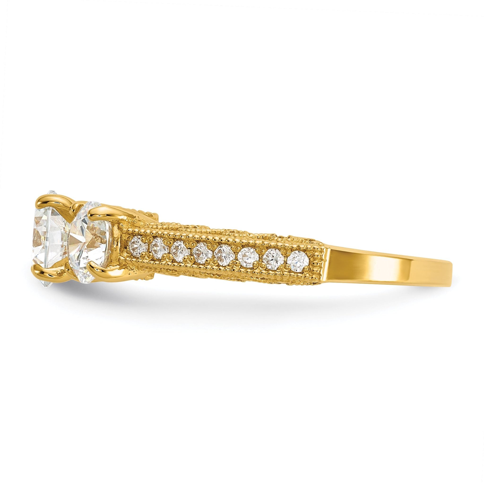 10K Tiara Collection Polished 3 Stone CZ Ring