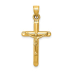 14K Gold Hollow Crucifix Pendant with Polished Finish Elegant & Timeless