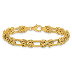 14k Polished Textured Fancy Link Bracelet