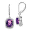 Sterling Silver Rhodium-Plated Amethyst and Diamond Drop Earrings