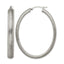 Stainless Steel Polished Oval Textured Hoop Earrings for Women