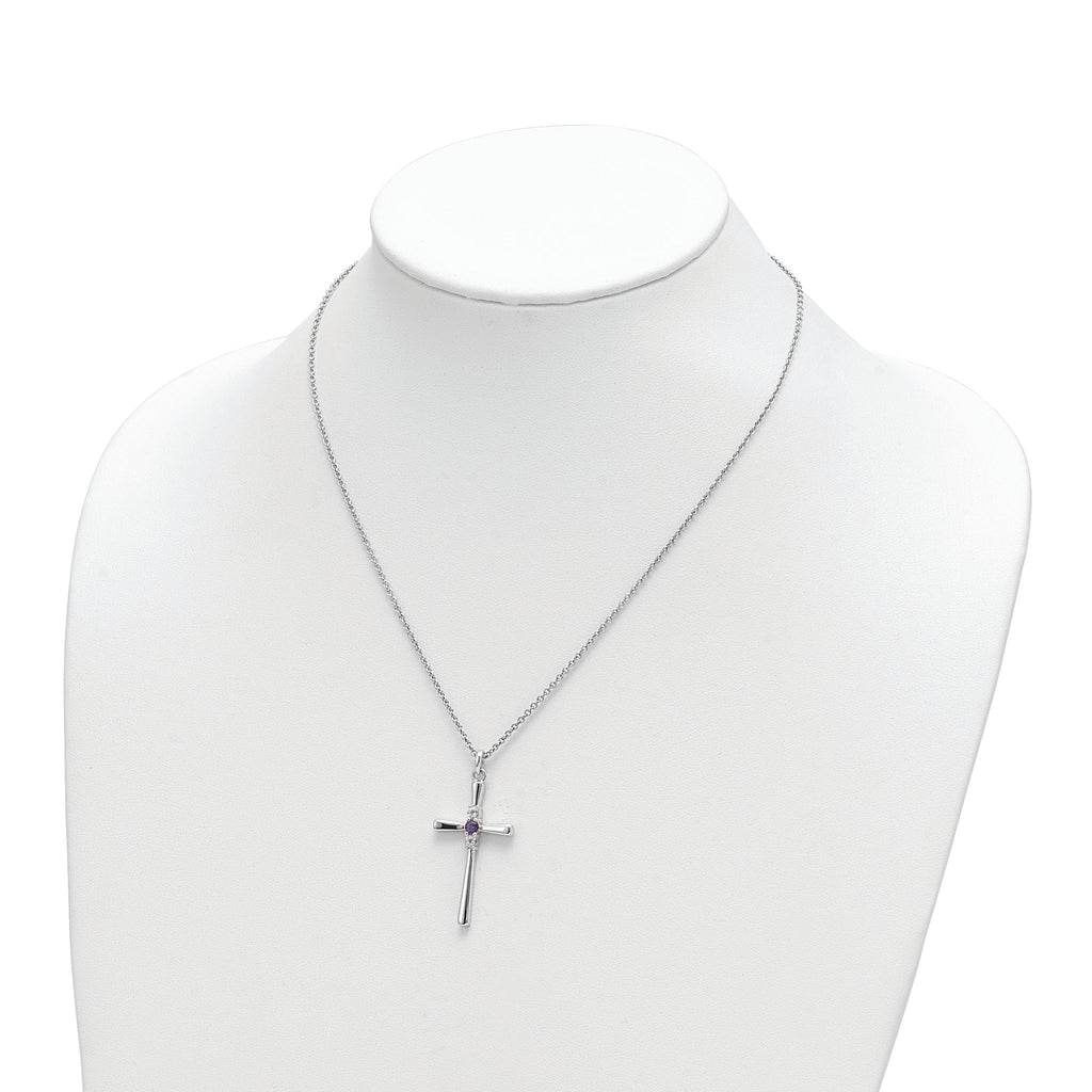 Sophia Jewelers Sterling Silver Faith Cross Necklace with Crystal Topaz