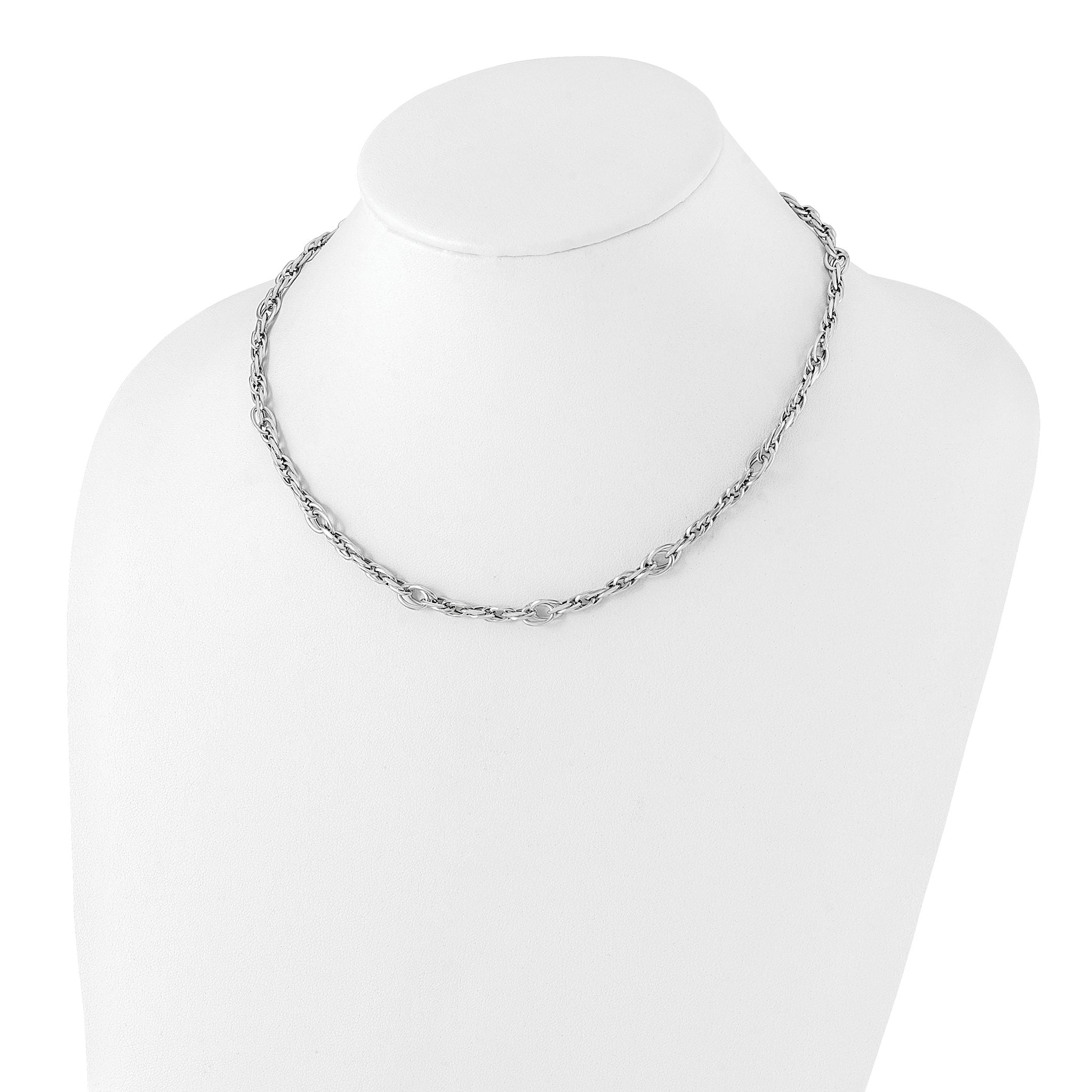 14k White Gold Polished Link Necklace Secondary image